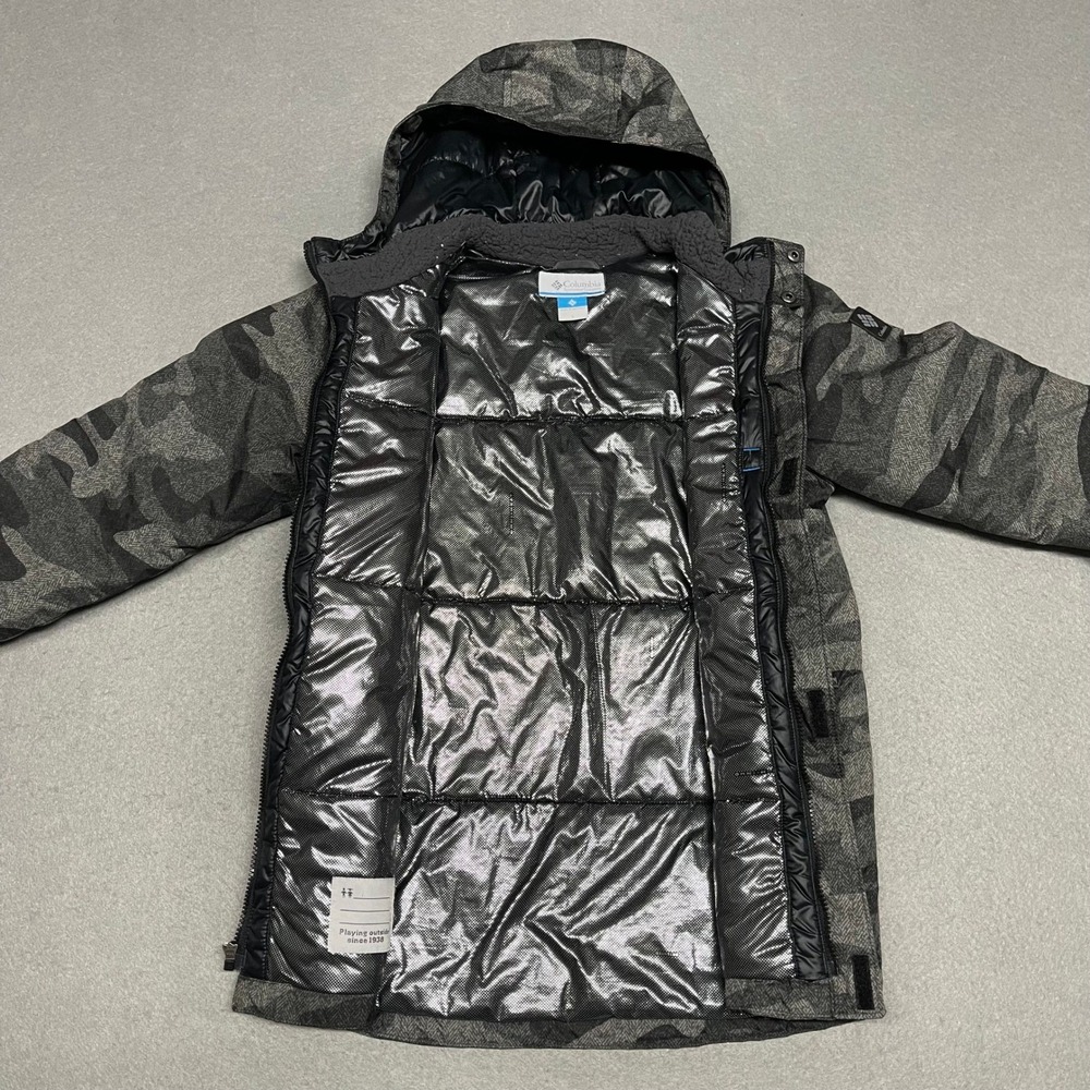 Columbia Jacket Youth Large Grey Camo Parka Barlow Pass 600 Down Fill Omni-Heat - Picture 4 of 12